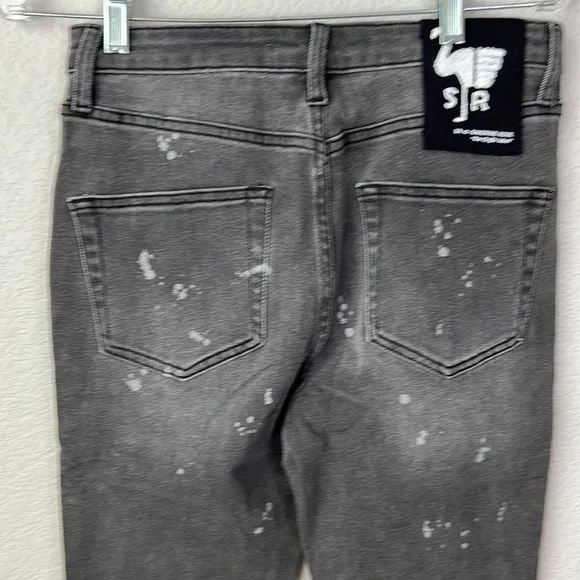 Free People x Sandrine Rose Black Gray Polka Dot Skinny Jeans Size 28