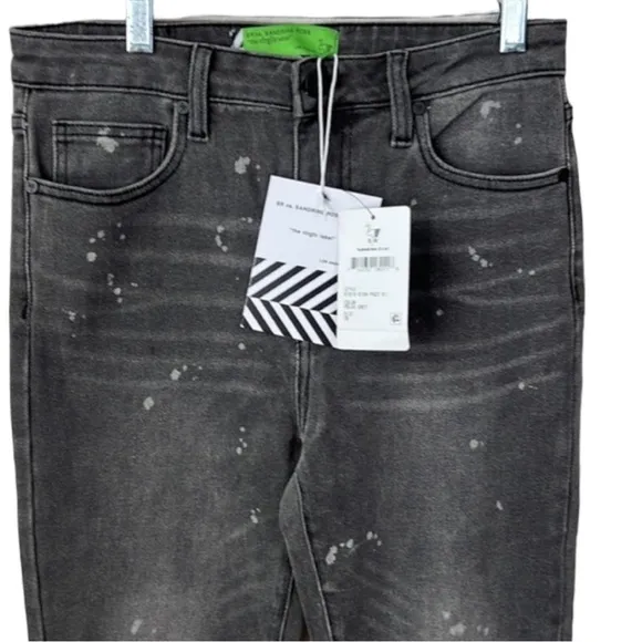 Free People x Sandrine Rose Black Gray Polka Dot Skinny Jeans Size 28