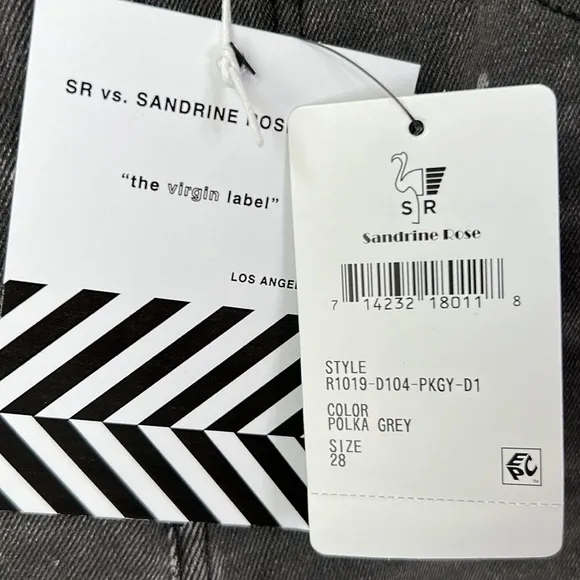Free People x Sandrine Rose Black Gray Polka Dot Skinny Jeans Size 28