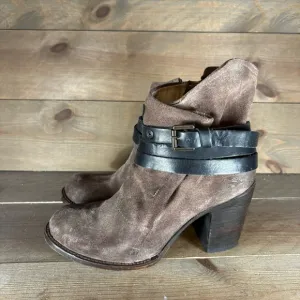 freebird blaze womens size 10 shoes brow suede side zip heel ankle booties