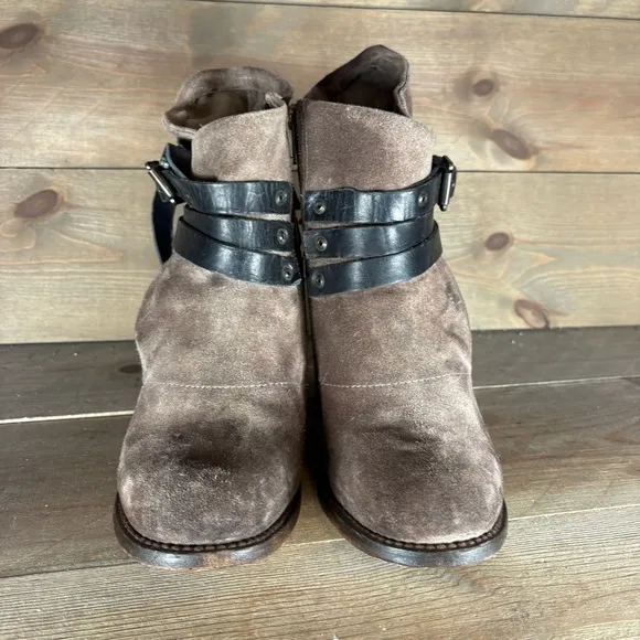 freebird blaze womens size 10 shoes brow suede side zip heel ankle booties