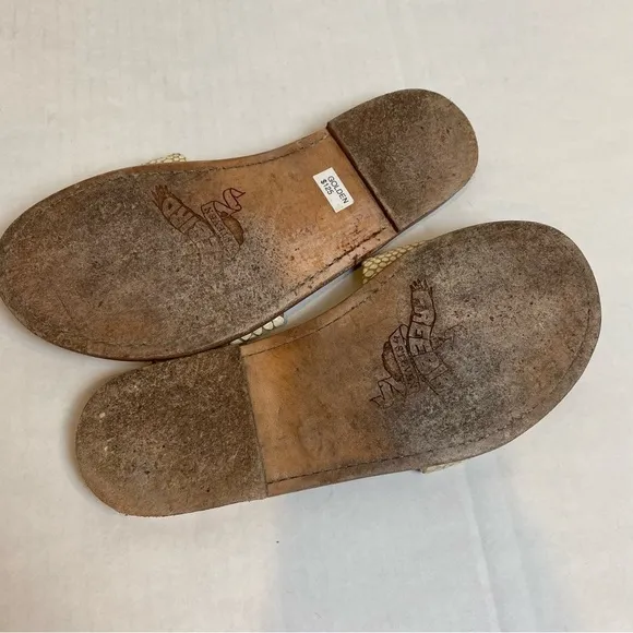 Freebird Leather Snakeskin Golden Sandals