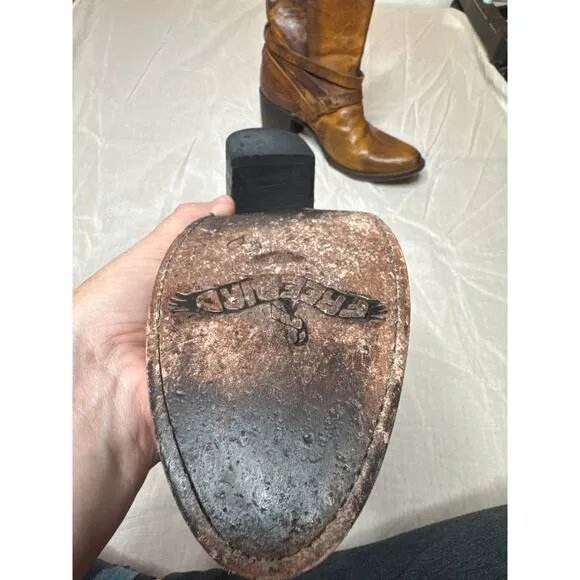 Freebirds Boots Women's Size 10 Light Brown Leather Ankle Boots Buckle Straps