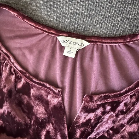 Frye and Co Burgundy Floral Velour Velvet Tiered Maxi Dress Women's Size L