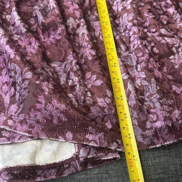Frye and Co Burgundy Floral Velour Velvet Tiered Maxi Dress Women's Size L