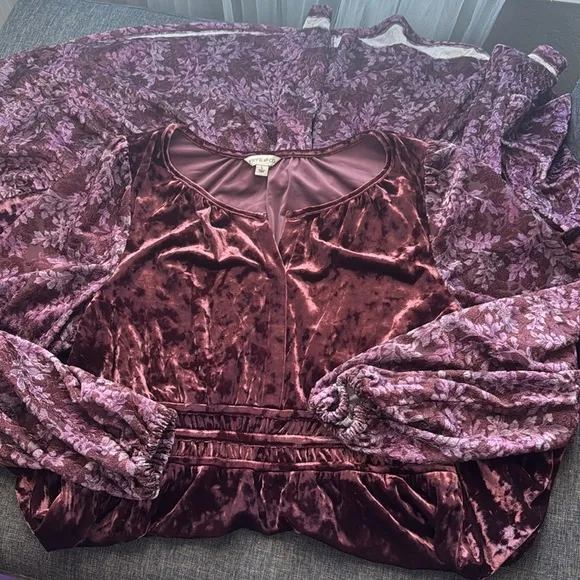 Frye and Co Burgundy Floral Velour Velvet Tiered Maxi Dress Women's Size L