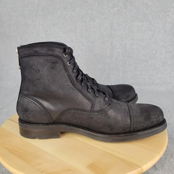 Frye Brayden Mens 10 D Black Leather Zip Casual Chukka Boots Dress Bal 87979