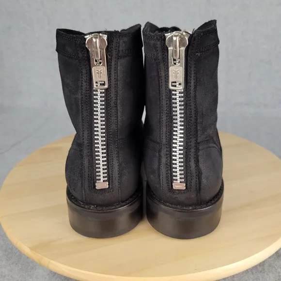 Frye Brayden Mens 10 D Black Leather Zip Casual Chukka Boots Dress Bal 87979