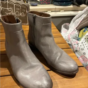 Frye Gray Leather Ankle Boots