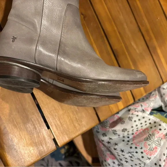 Frye Gray Leather Ankle Boots