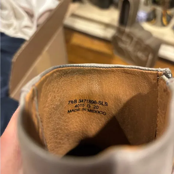 Frye Gray Leather Ankle Boots