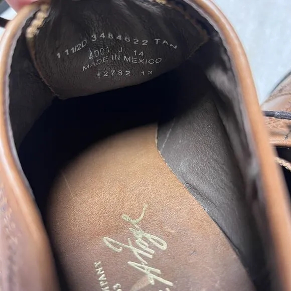 Frye James Wingtip 3484622 Brown Tan Oxford Leather Dress Shoes Mens 11.5 D