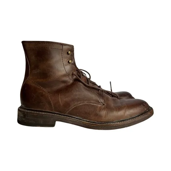 FRYE JOHN ADDISON LACE UP MENS BROWN LEATHER CASUAL DRESS BOOTS size 8