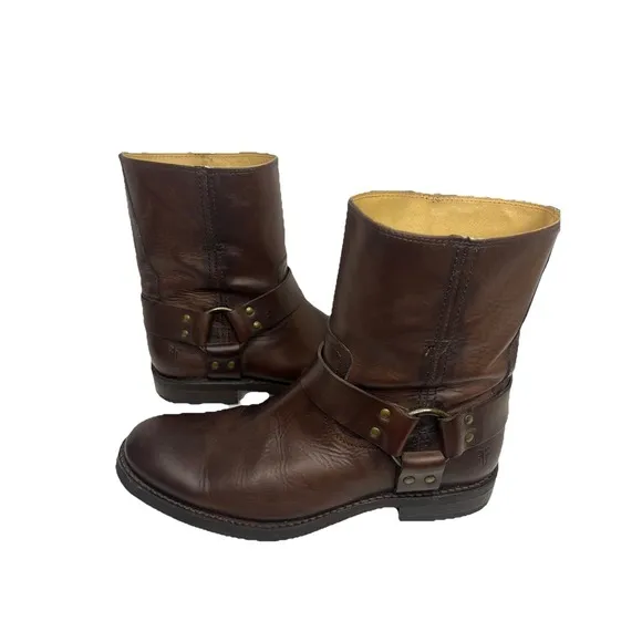 Frye Jonathan Harness Boots Mens Size 8.5D Brown Leather Motorcycle Engineer
