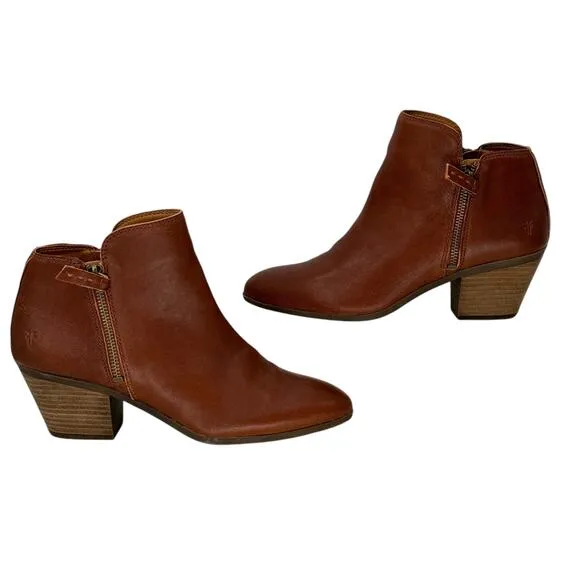 FRYE Judith Double Zip Boots SZ 9 Brown Leather Womens Casual Chic Comfort Boho