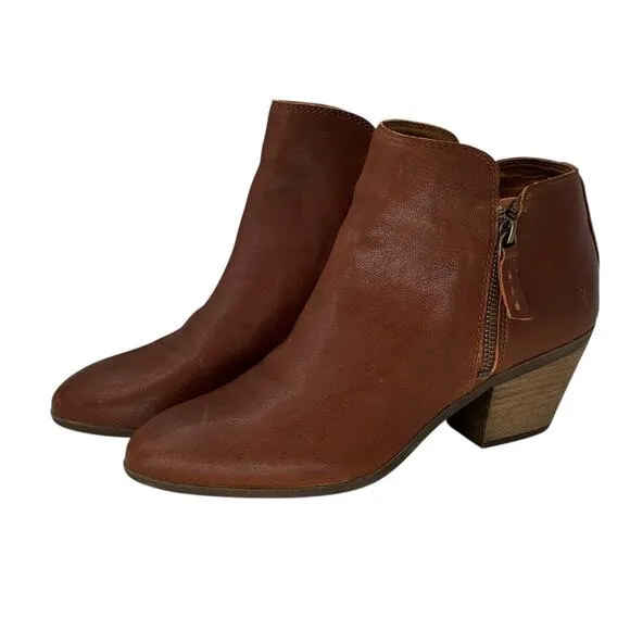 FRYE Judith Double Zip Boots SZ 9 Brown Leather Womens Casual Chic Comfort Boho