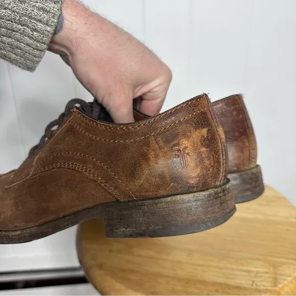 Frye Leather Distressed Cap Toe Oxford Shoes