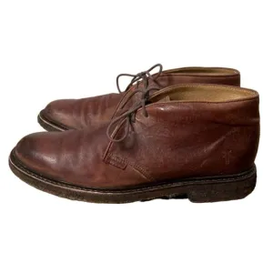 Frye Men's 9.5 James Crepe Chukka Boots Cognac Leather Lace Up Dress Shoes Brown