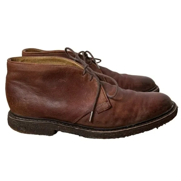 Frye Men's 9.5 James Crepe Chukka Boots Cognac Leather Lace Up Dress Shoes Brown