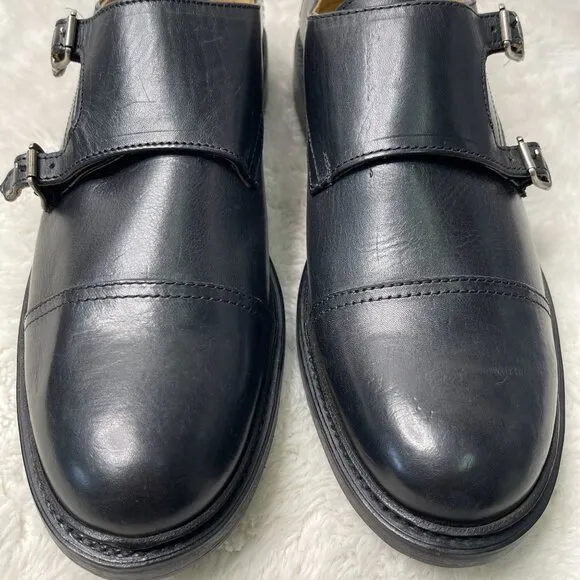 Frye Men's Black James Double Monk Strap Oxford Leather Shoes Size 11