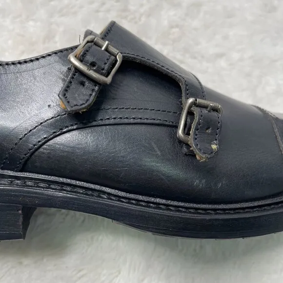 Frye Men's Black James Double Monk Strap Oxford Leather Shoes Size 11