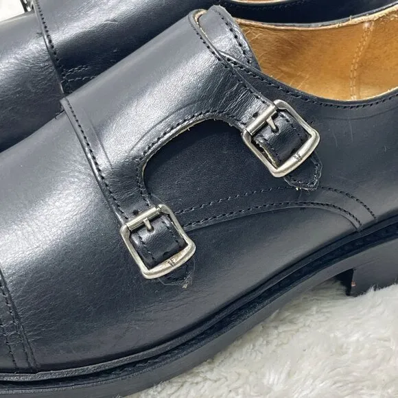 Frye Men's Black James Double Monk Strap Oxford Leather Shoes Size 11