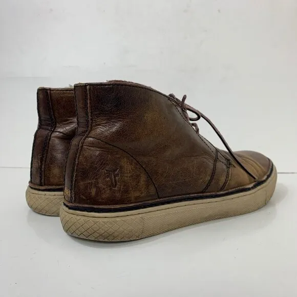 Frye Men’s Essex Chukka Shearling Lined Cognac Leather Boots Size 7