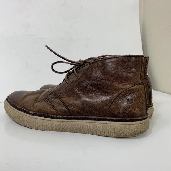 Frye Men’s Essex Chukka Shearling Lined Cognac Leather Boots Size 7