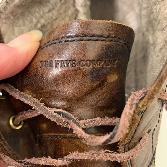 Frye Men’s Essex Chukka Shearling Lined Cognac Leather Boots Size 7