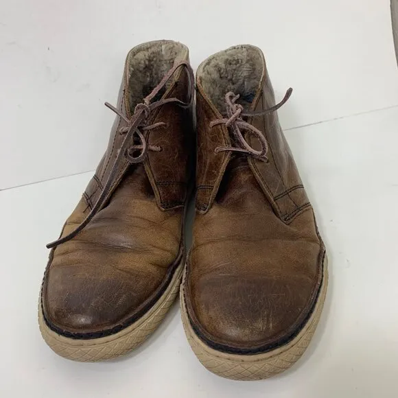 Frye Men’s Essex Chukka Shearling Lined Cognac Leather Boots Size 7