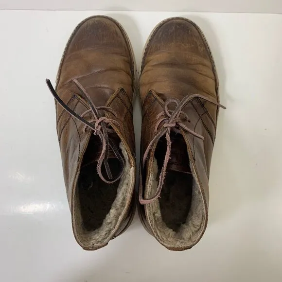 Frye Men’s Essex Chukka Shearling Lined Cognac Leather Boots Size 7
