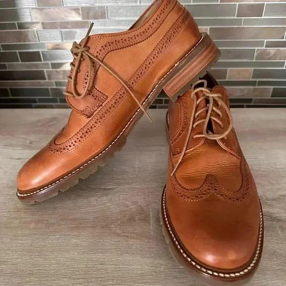 Frye Mens James Lug Brown Leather Oxford Dress Shoes Wingtip Size 12