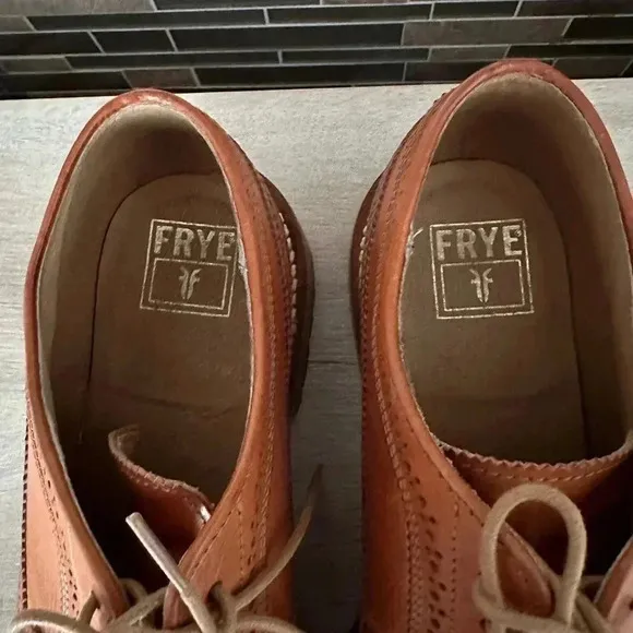 Frye Mens James Lug Brown Leather Oxford Dress Shoes Wingtip Size 12