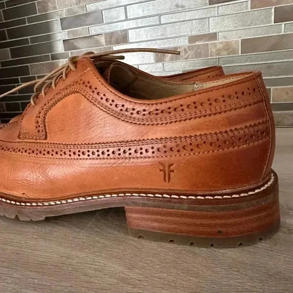 Frye Mens James Lug Brown Leather Oxford Dress Shoes Wingtip Size 12