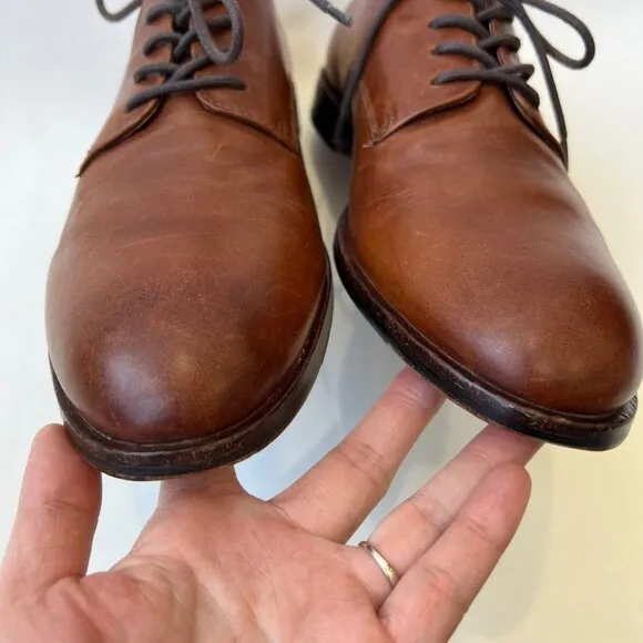 Frye Men's leather lace up oxford loafers, brown, Size 9.5