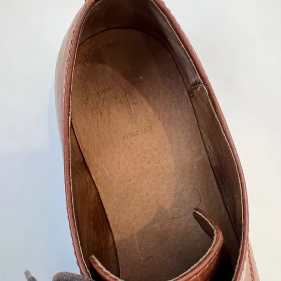 Frye Men's leather lace up oxford loafers, brown, Size 9.5