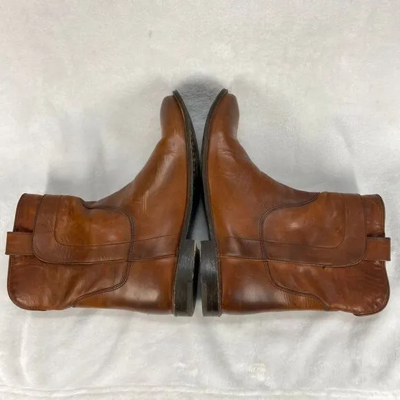 Frye Paige Short Riding Leather Ankle Boots Western Cowboy Pull On‎ Cognac 6.5