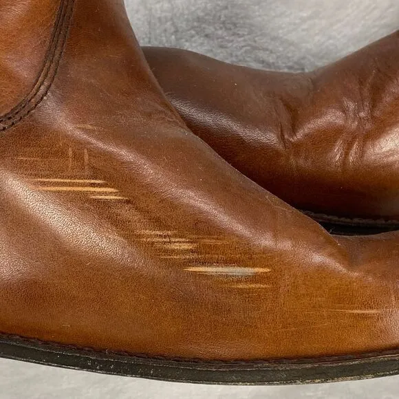 Frye Paige Short Riding Leather Ankle Boots Western Cowboy Pull On‎ Cognac 6.5