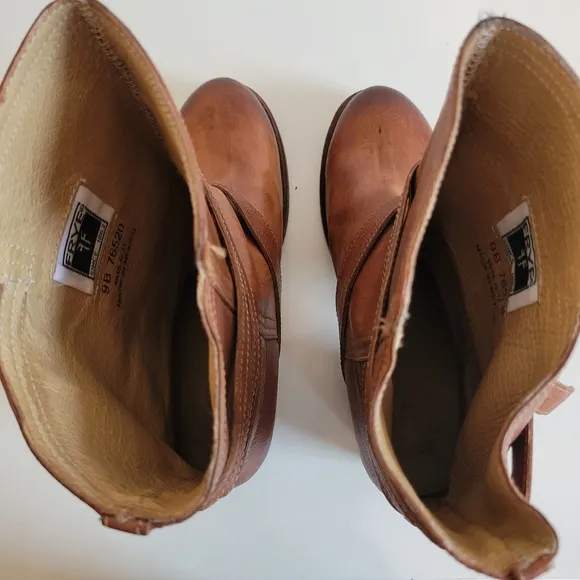 Frye Strappy Vera Moto Cowboy Boots Cognac Size 9 Model 76520 Western