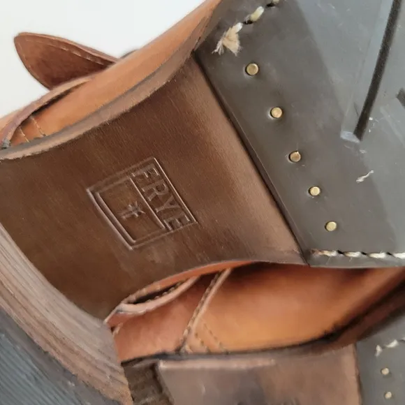 Frye Strappy Vera Moto Cowboy Boots Cognac Size 9 Model 76520 Western