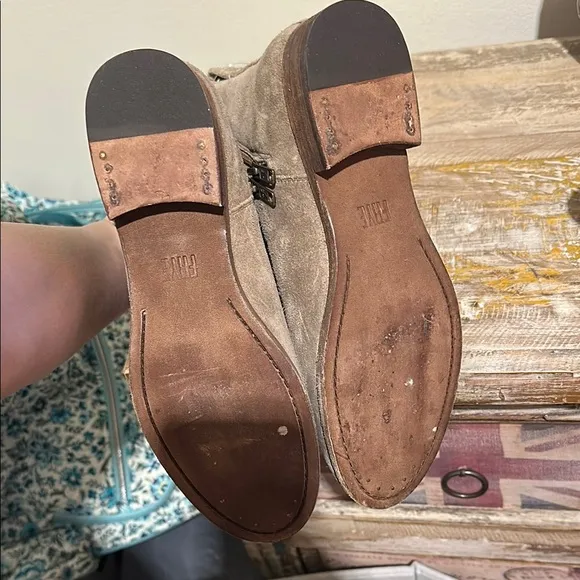 FRYE Suede Carly zip Chelsea boots