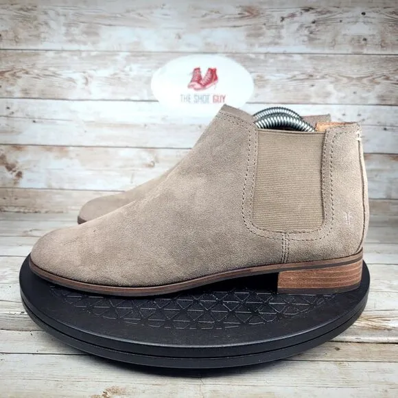 Frye Women's Size 8 Misty Chelsea Boot Slip On Taupe Ankle Suede Casual Shoes