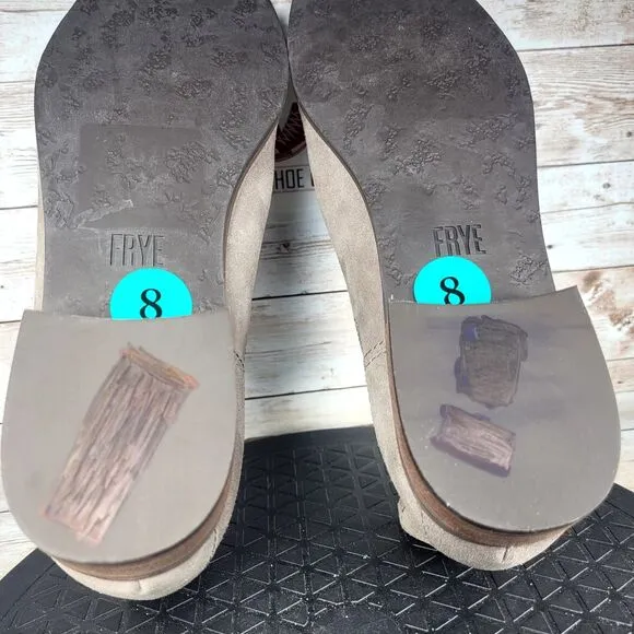 Frye Women's Size 8 Misty Chelsea Boot Slip On Taupe Ankle Suede Casual Shoes