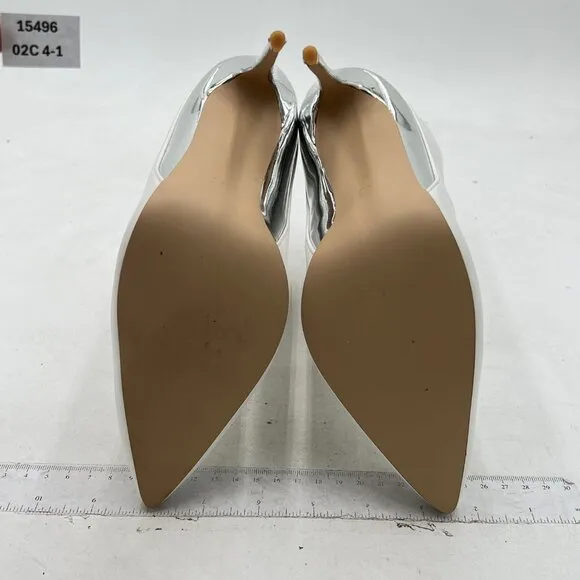 FSJ White Silver High Heel Ankle Boot Pointed Toe Stilettos Zipper Unique Shoes