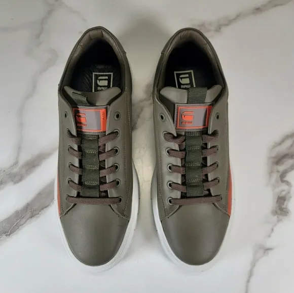 G-Star Raw Men's Rocup-II-LGO-M Sneakers Low-Top Shoes Geen/Orange Size 11