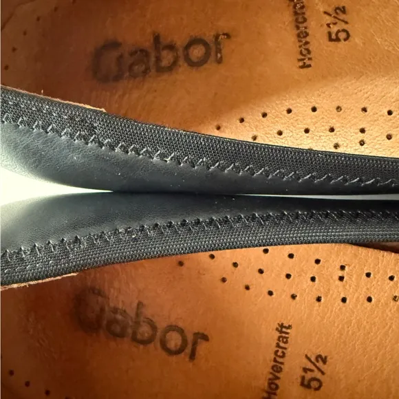 Gabor Cap-Toe Ballet Flats Shoes Black Leather Patent 5.5 / Black