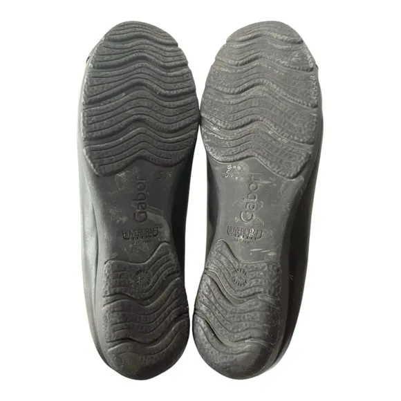 Gabor Cap-Toe Ballet Flats Shoes Black Leather Patent 5.5 / Black