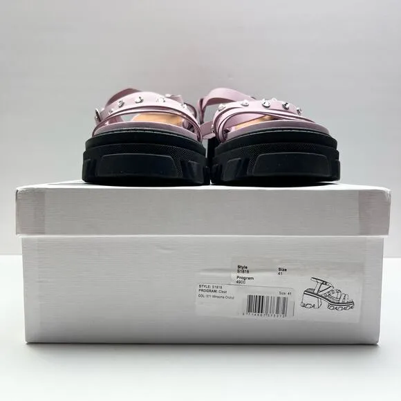 GANNI Crystal Embellished Strappy Block Heel Sandals EU 41 US 11 Pink Platform