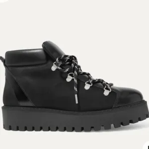 GANNI Lace-up Leather &amp; Suede Ankle Boots in Black