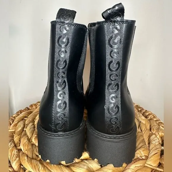 GBG Guess Los Angeles GGAZARA Platform Chunky Black Chelsea Ankle Boots